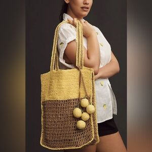 Anthropologie Raffia Icon Tote